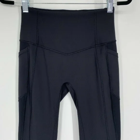 Lululemon All The Right Places Yoga Leggings Size 4 Mid Rise Stretch Crop Black - Picture 2 of 10